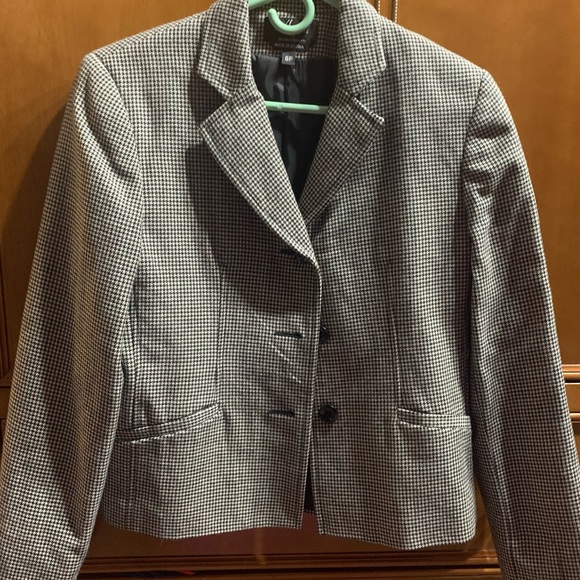 Allani black and white check Women’s blazer size Petite 6 - Picture 2 of 5